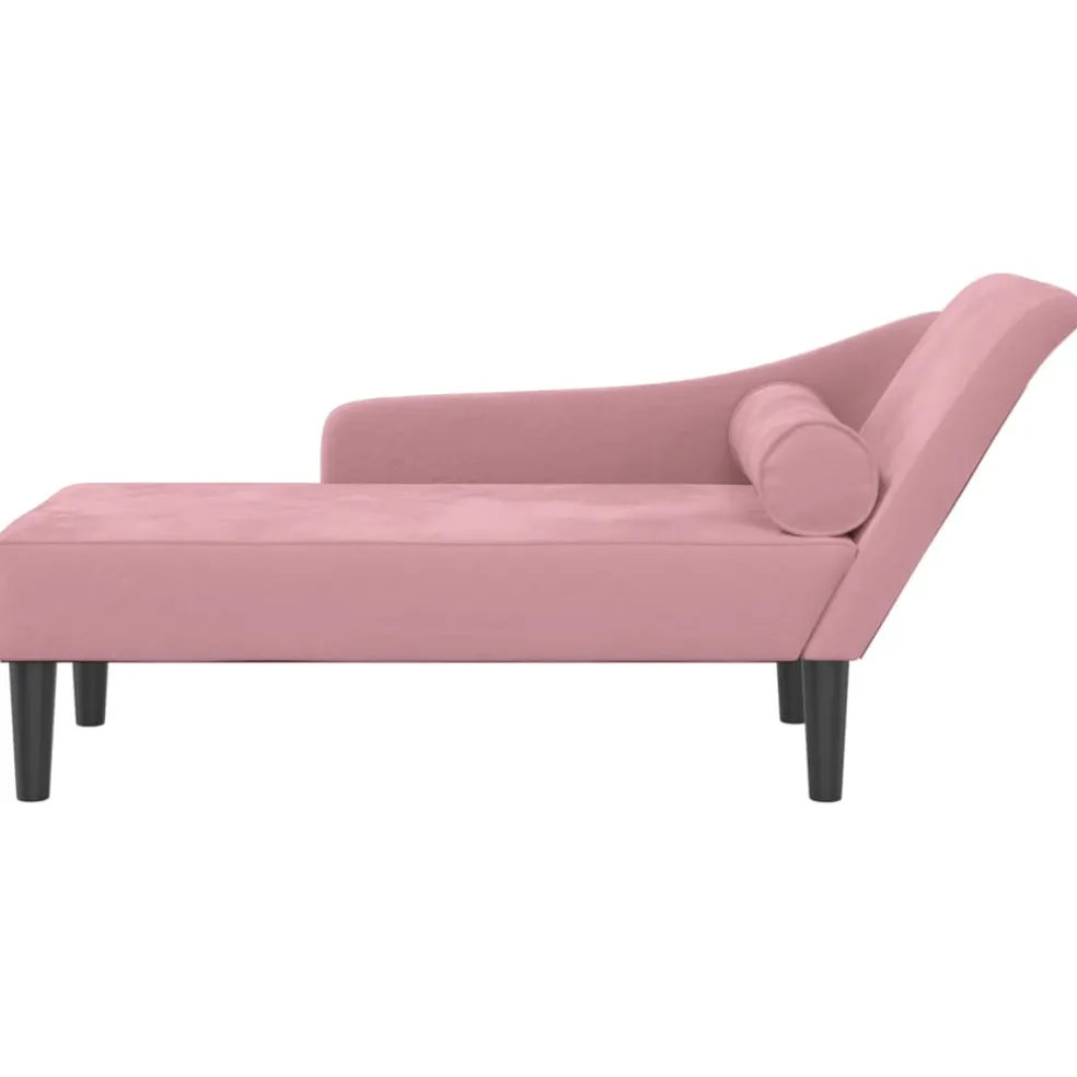 vidaXL Chaise longue met kussens fluweel roze