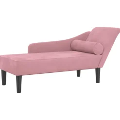 vidaXL Chaise longue met kussens fluweel roze