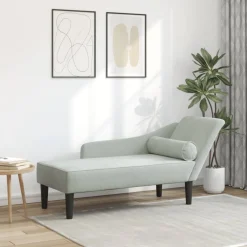 vidaXL Chaise longue met kussens fluweel lichtgrijs