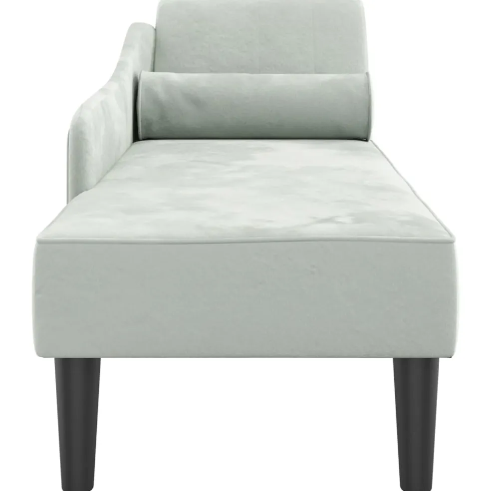 vidaXL Chaise longue met kussens fluweel lichtgrijs