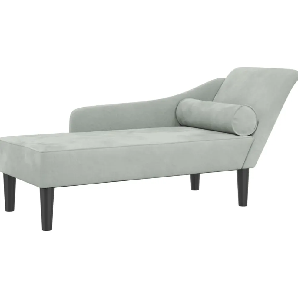 vidaXL Chaise longue met kussens fluweel lichtgrijs