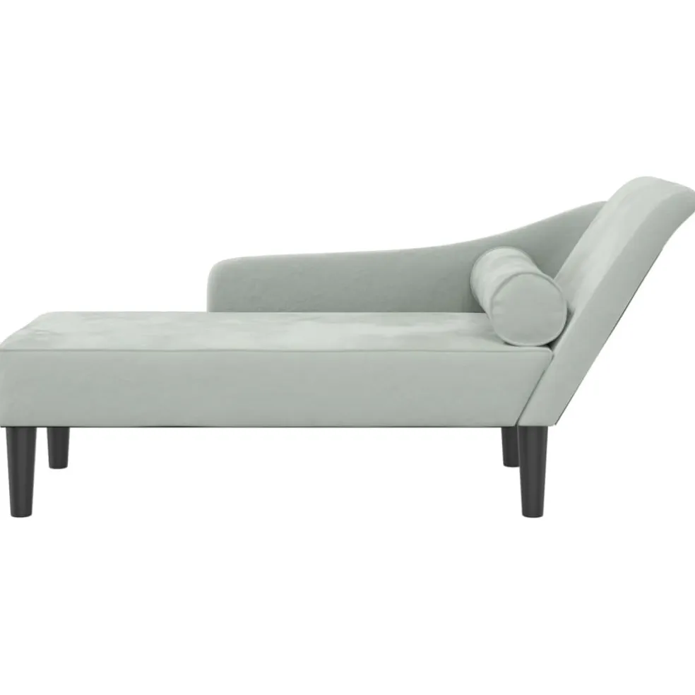 vidaXL Chaise longue met kussens fluweel lichtgrijs