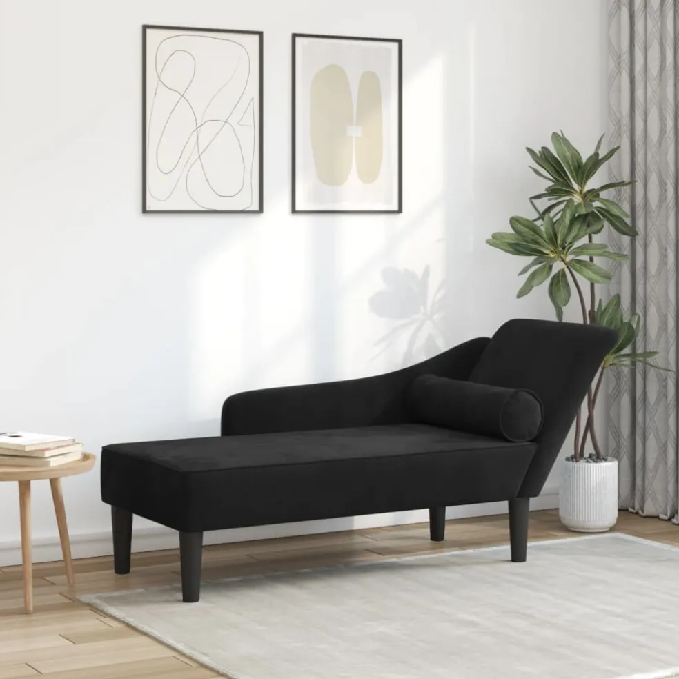 vidaXL Chaise longue met kussens stof wijnrood