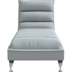 vidaXL Chaise longue met kussens stof lichtgrijs