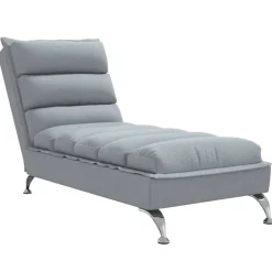 vidaXL Chaise longue met kussens stof lichtgrijs