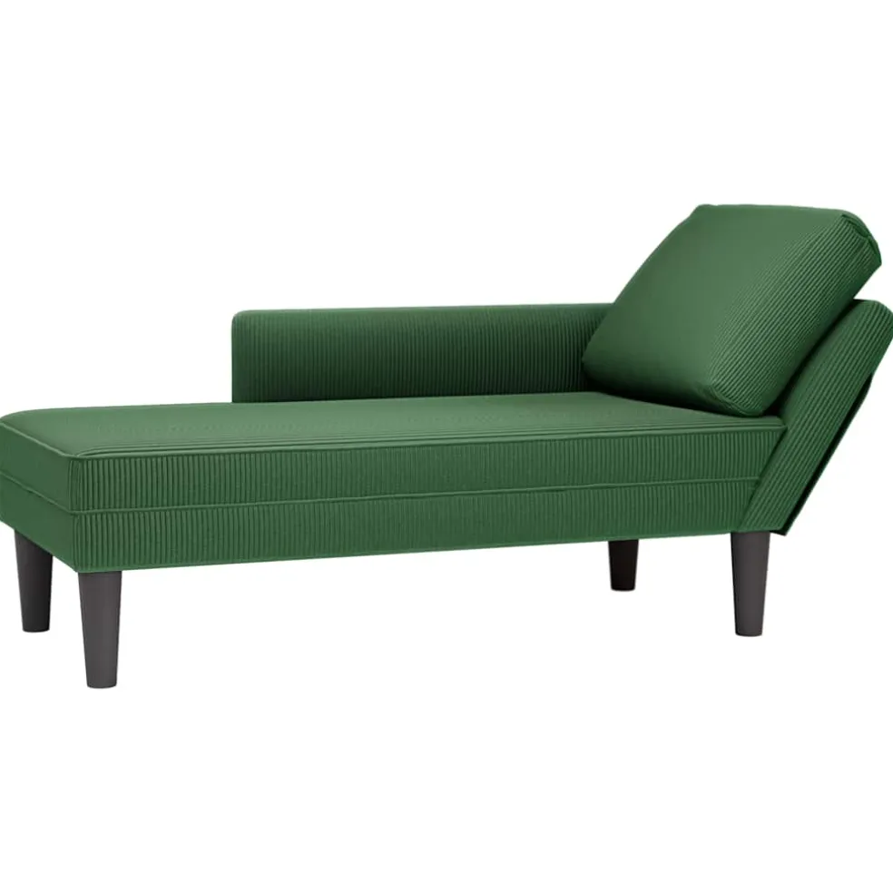 vidaXL Chaise longue met kussen corduroy stof donkergroen