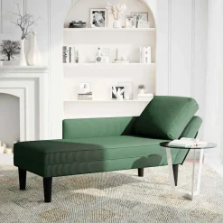 vidaXL Chaise longue met kussen corduroy stof donkergroen