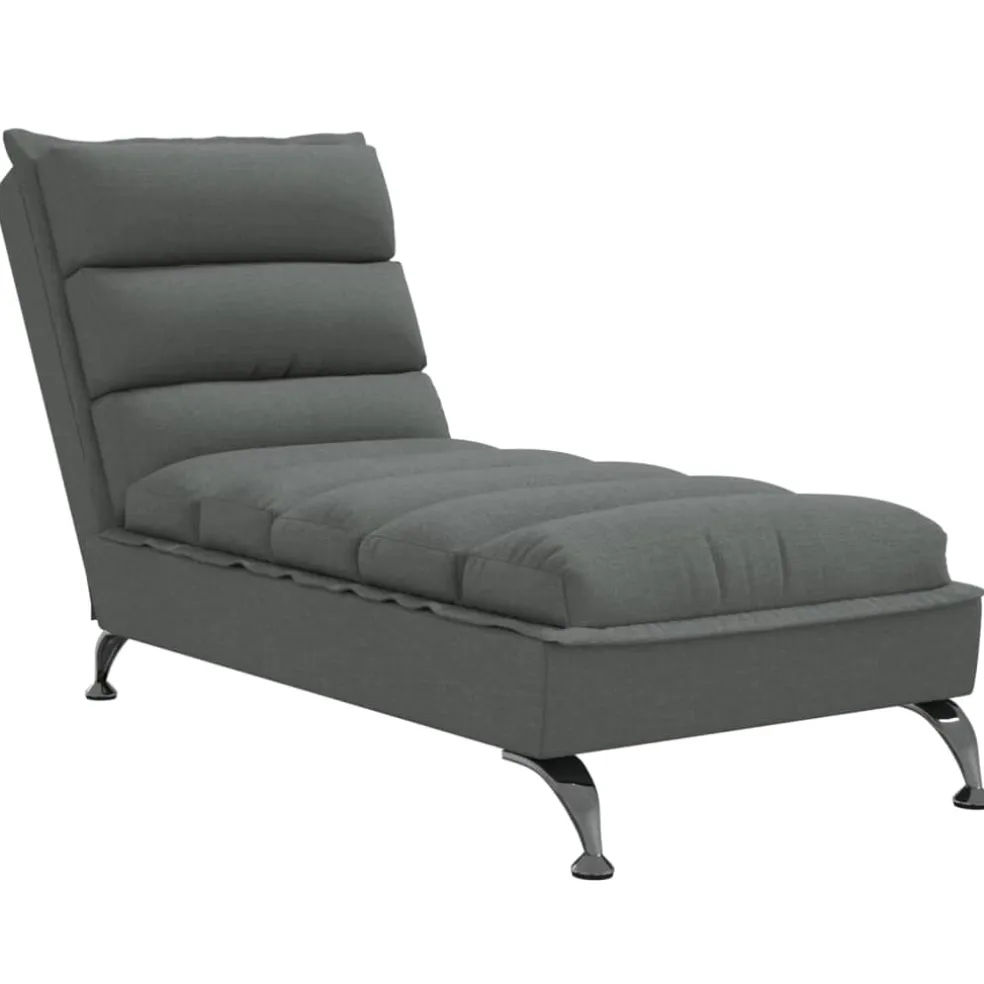 vidaXL Chaise longue met kussens stof donkergrijs