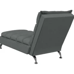 vidaXL Chaise longue met kussens stof donkergrijs