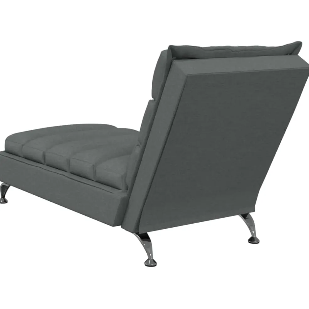 vidaXL Chaise longue met kussens stof donkergrijs