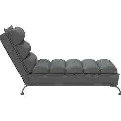 vidaXL Chaise longue met kussens stof donkergrijs