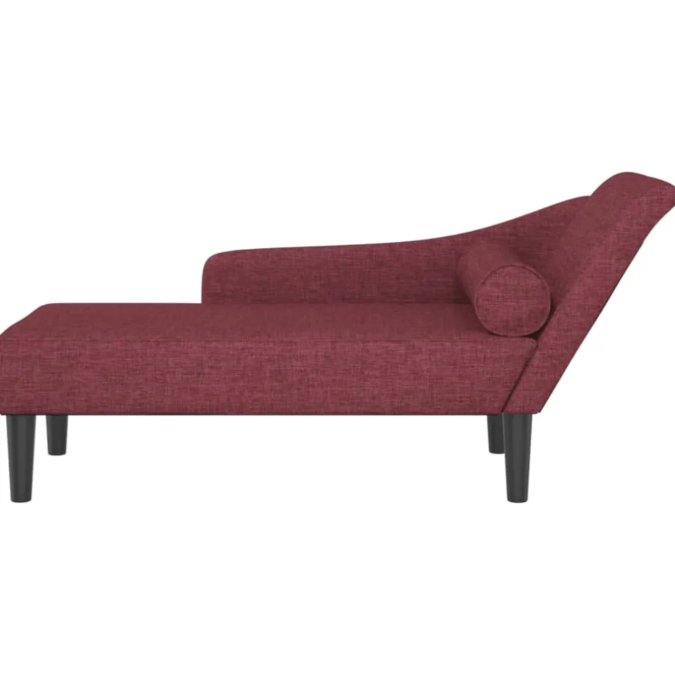 vidaXL Chaise longue met kussens stof wijnrood