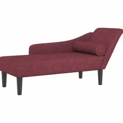 vidaXL Chaise longue met kussens stof wijnrood