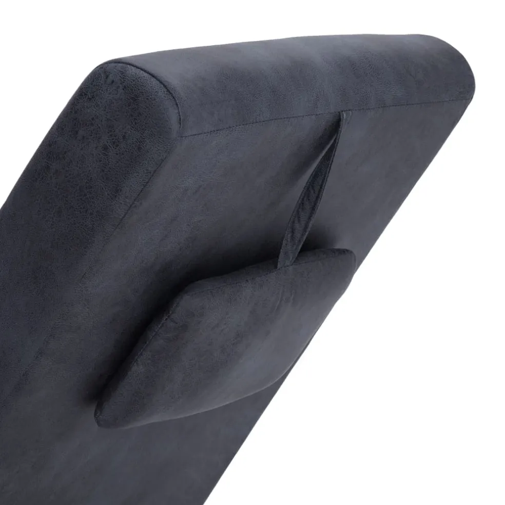 vidaXL Chaise longue met kussen kunstsuède grijs