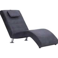 vidaXL Chaise longue met kussen kunstsuède grijs