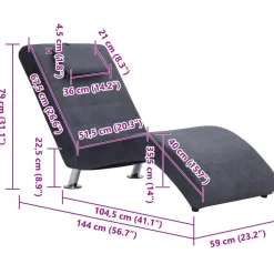 vidaXL Chaise longue met kussen kunstsuède grijs