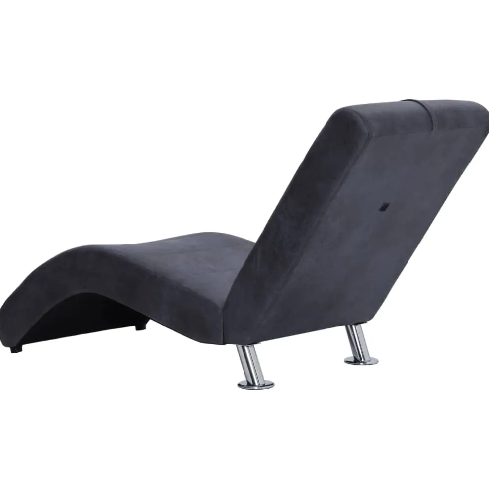 vidaXL Chaise longue met kussen kunstsuède grijs