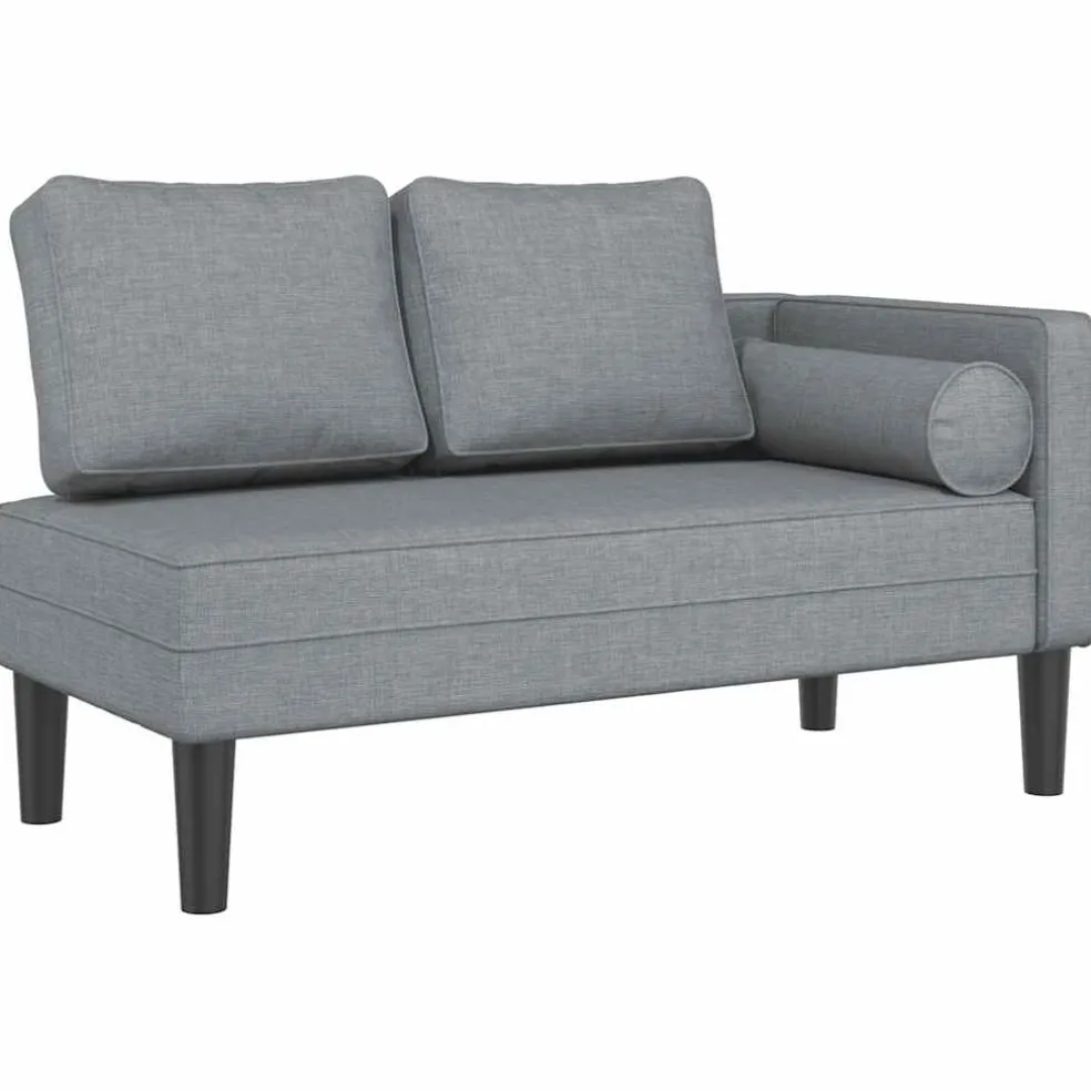 vidaXL Chaise longue met kussens stof lichtgrijs