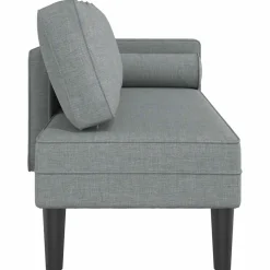 vidaXL Chaise longue met kussens stof lichtgrijs