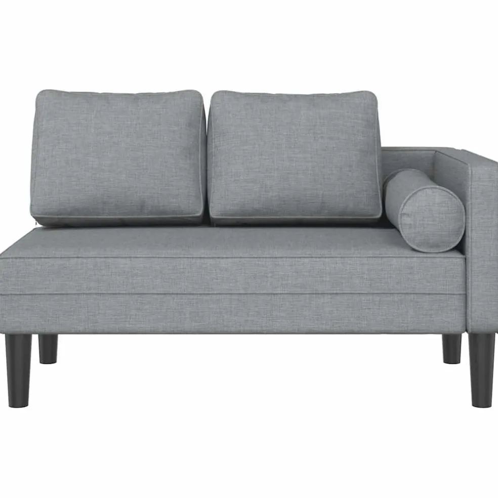 vidaXL Chaise longue met kussens stof lichtgrijs