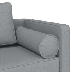 vidaXL Chaise longue met kussens stof lichtgrijs