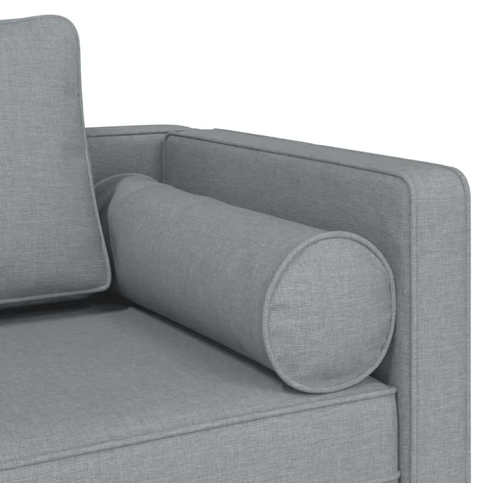 vidaXL Chaise longue met kussens stof lichtgrijs