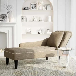 vidaXL Chaise longue met kussen&rechterarmleuning kunstleer lichtgrijs