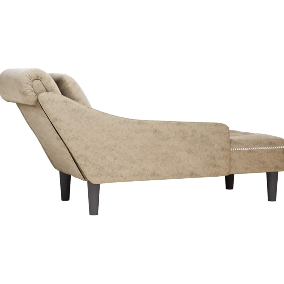 vidaXL Chaise longue met kussen&rechterarmleuning kunstleer lichtgrijs
