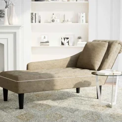 vidaXL Chaise longue met kussen&rechterarmleuning kunstleer lichtgrijs