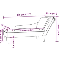 vidaXL Chaise longue met kussen&rechterarmleuning kunstleer lichtgrijs