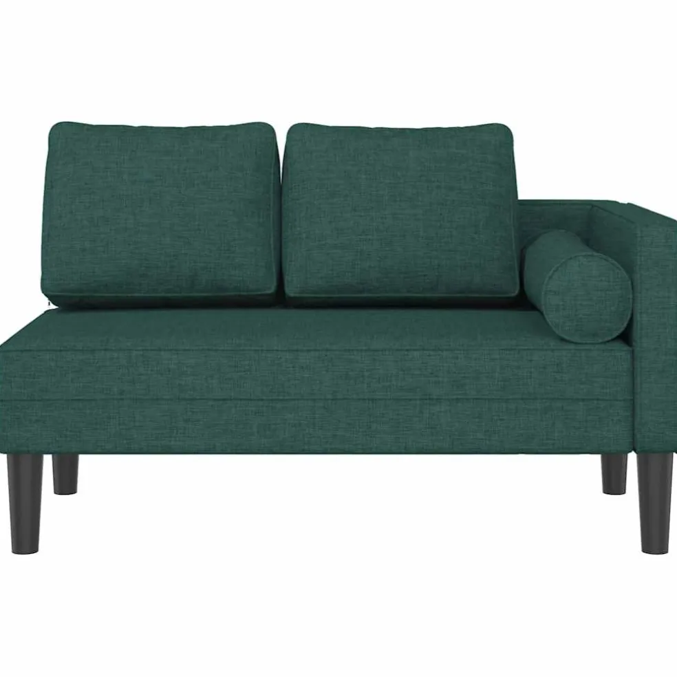 vidaXL Chaise longue met kussens stof donkergroen