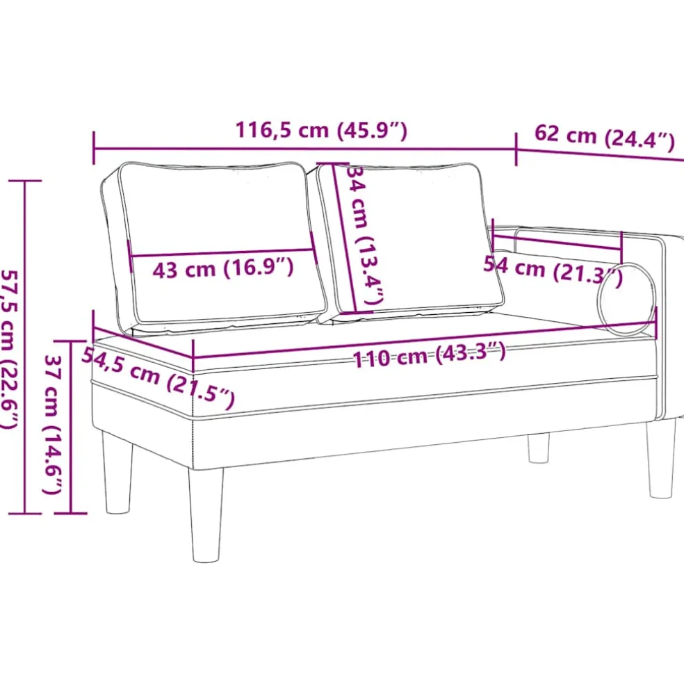 vidaXL Chaise longue met kussens stof donkergroen