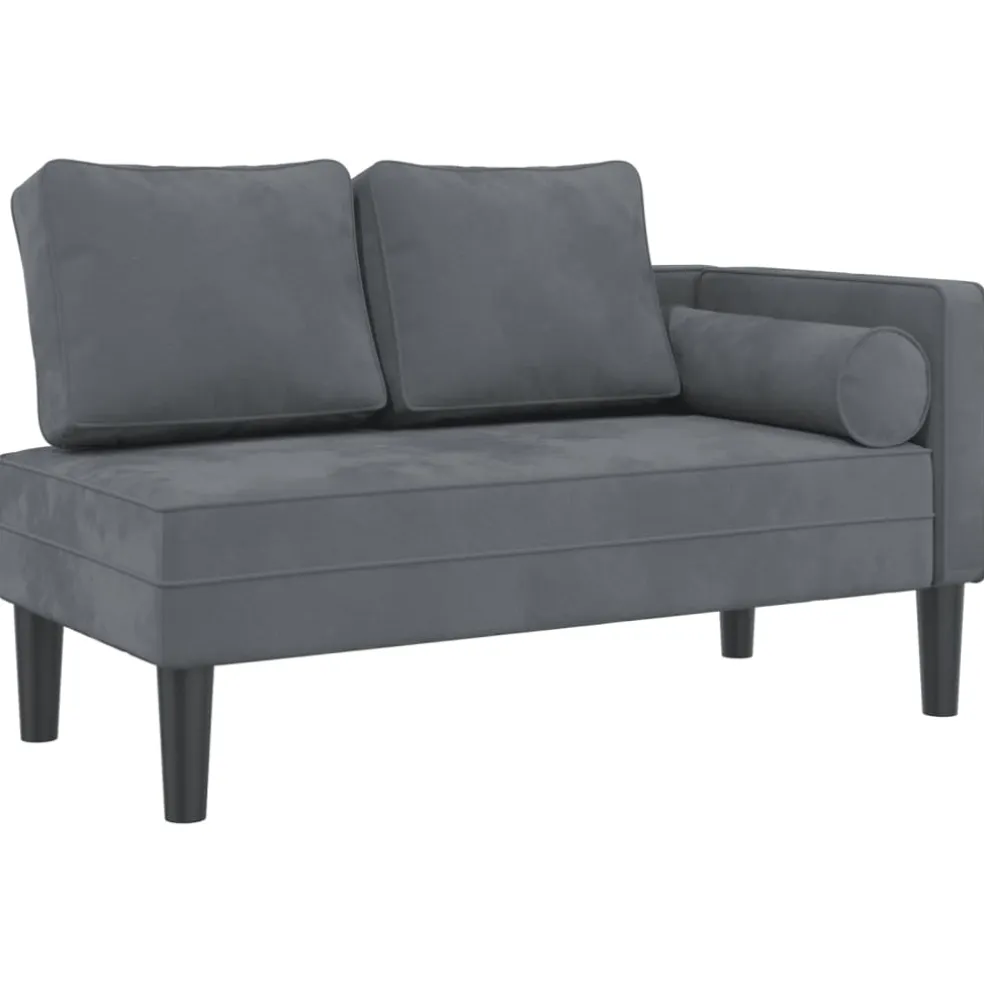 vidaXL Chaise longue met kussens fluweel donkergrijs