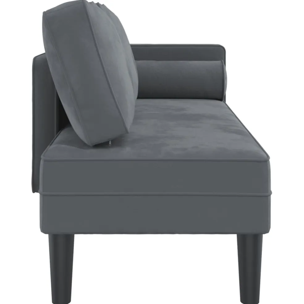 vidaXL Chaise longue met kussens fluweel donkergrijs