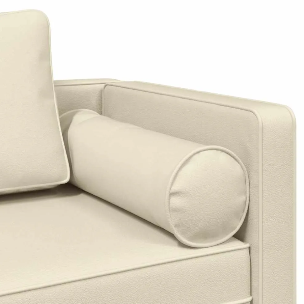 vidaXL Chaise longue met kussens kunstleer crème