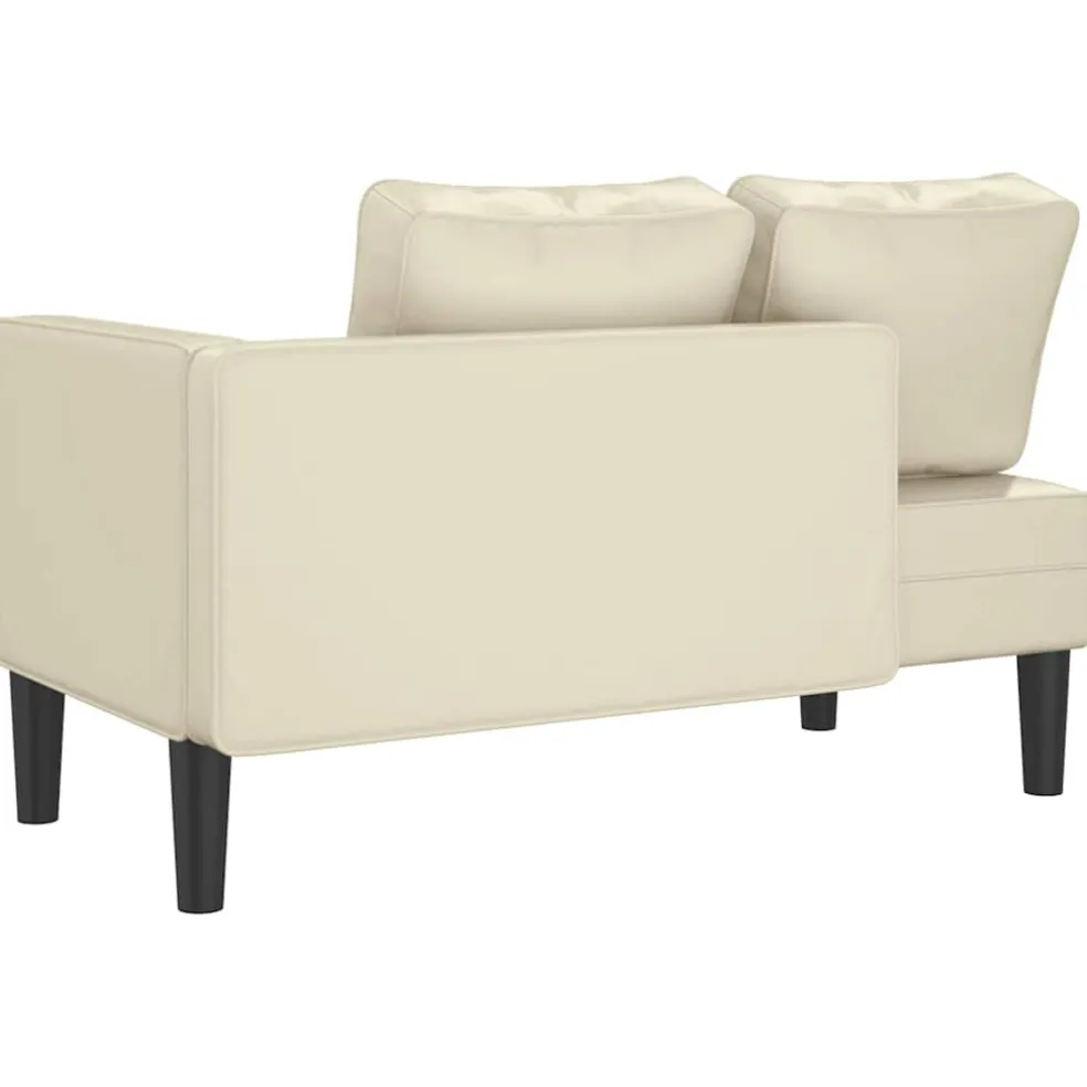 vidaXL Chaise longue met kussens kunstleer crème