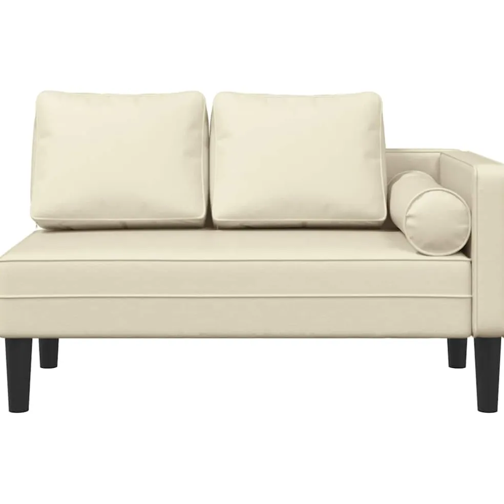 vidaXL Chaise longue met kussens kunstleer crème
