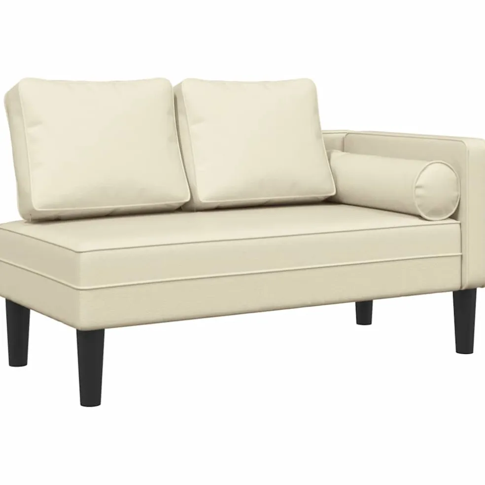 vidaXL Chaise longue met kussens kunstleer crème