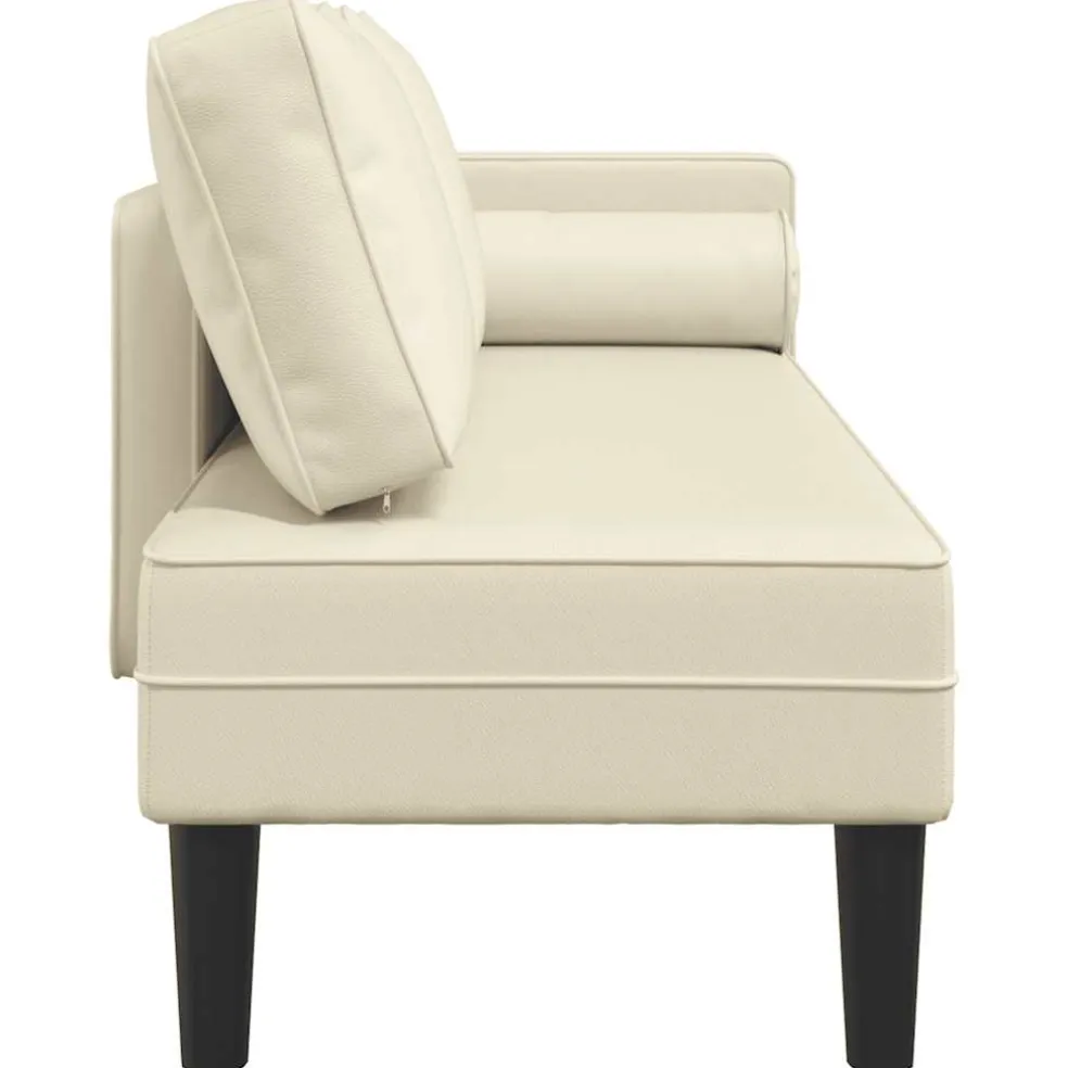 vidaXL Chaise longue met kussens kunstleer crème