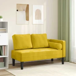 vidaXL Chaise longue met kussens fluweel geel
