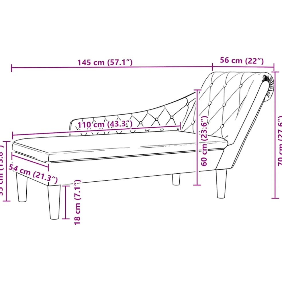 vidaXL Chaise longue met kussen en rechterarmleuning stof taupe