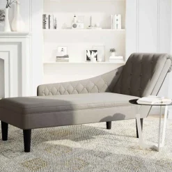 vidaXL Chaise longue met kussen en rechterarmleuning stof taupe