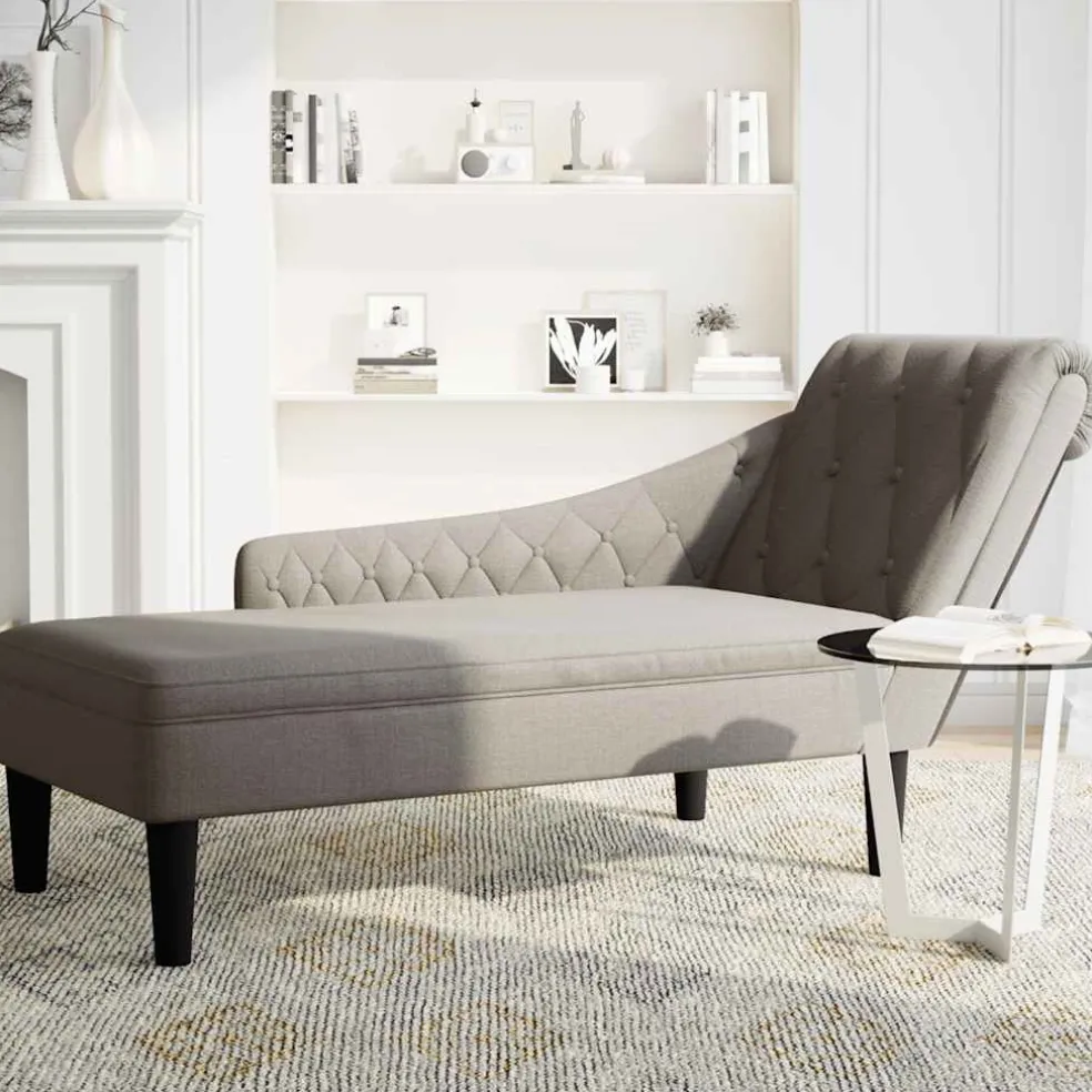 vidaXL Chaise longue met kussen en rechterarmleuning stof taupe