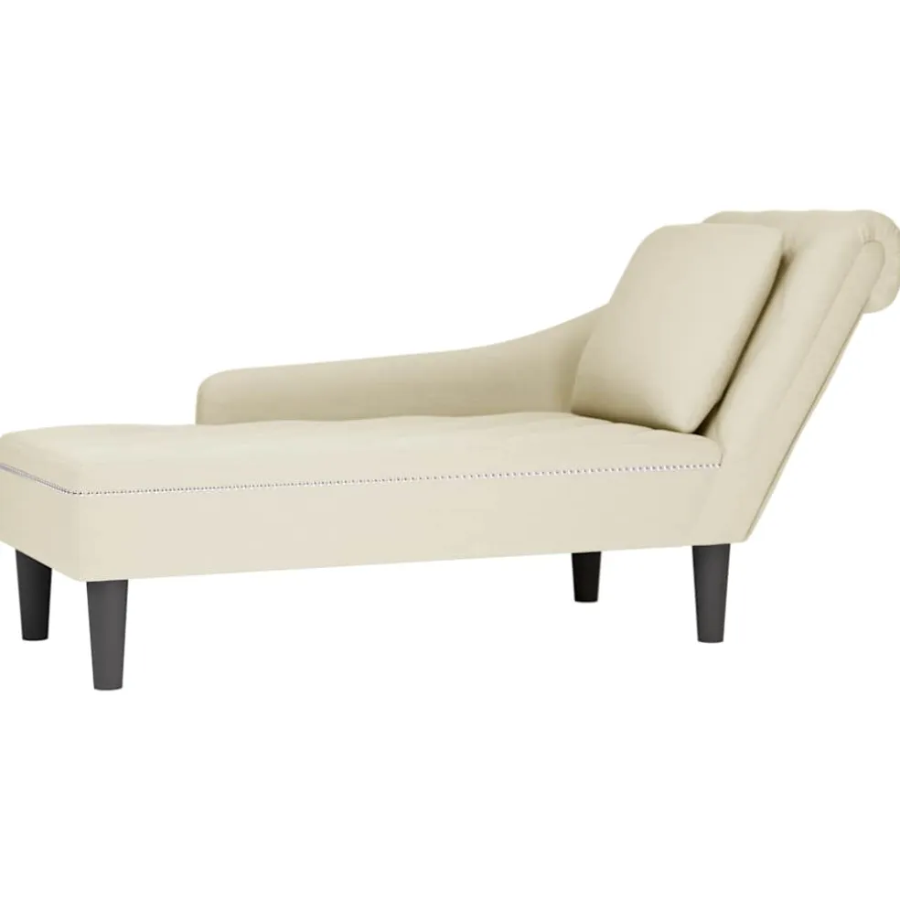 vidaXL Chaise longue met kussen&rechterarmleuning fluweel crèmekleurig