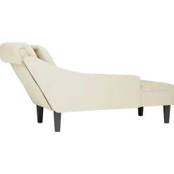 vidaXL Chaise longue met kussen&rechterarmleuning fluweel crèmekleurig