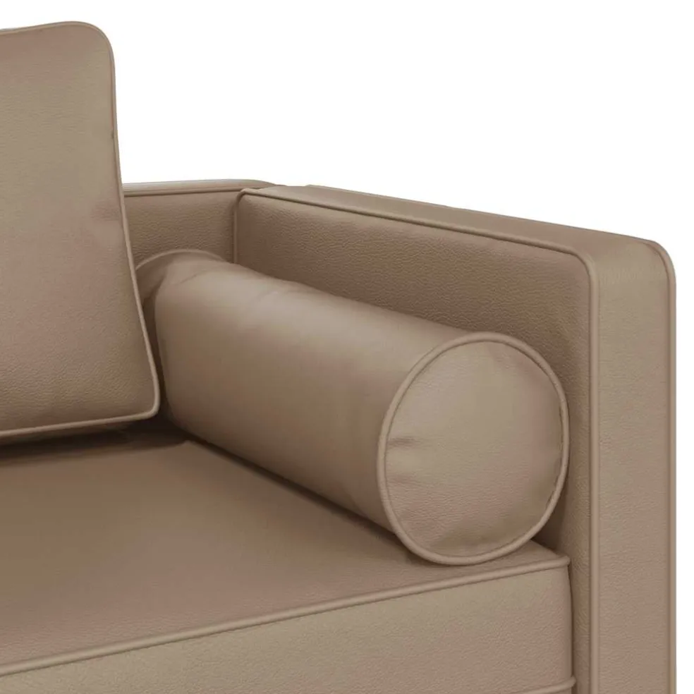 vidaXL Chaise longue met kussens kunstleer cappuccino