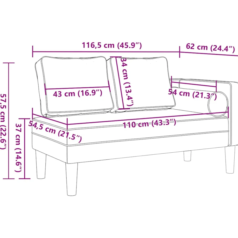 vidaXL Chaise longue met kussens kunstleer cappuccino