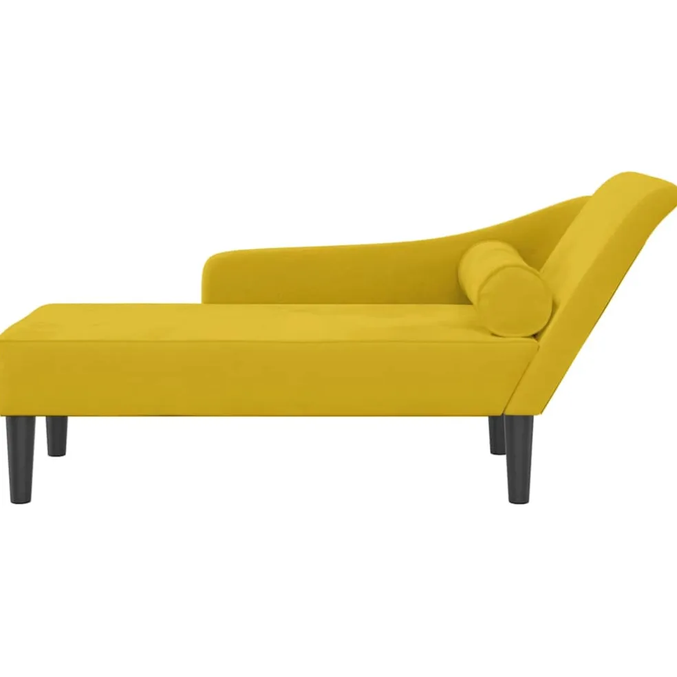 vidaXL Chaise longue met kussens fluweel geel