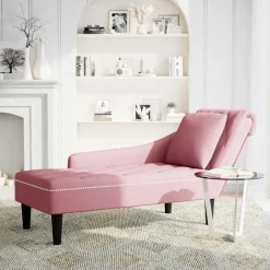 vidaXL Chaise longue met kussen en rechterarmleuning fluweel roze