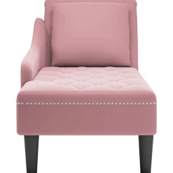 vidaXL Chaise longue met kussen en rechterarmleuning fluweel roze